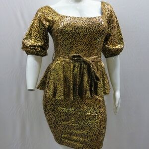 Peplum Black and Gold Dress